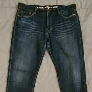 VTG Y2K CHRISTIAN AUDIGIER DENIM DISTRESSED DARK WASH JEANS 36x32 MENS